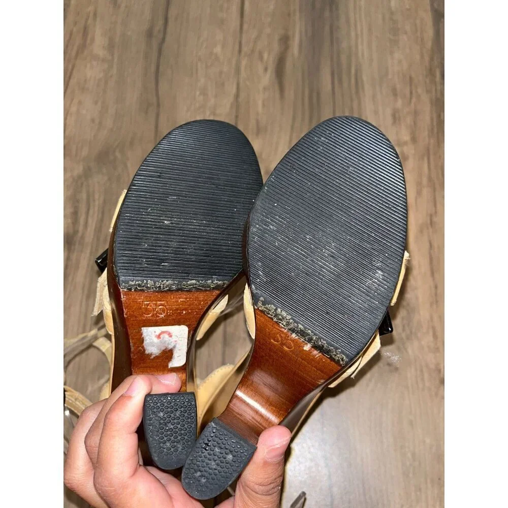 Dolce Gabbana Leather Platform Clog Sandals with Rhinestones  Womens Size 65